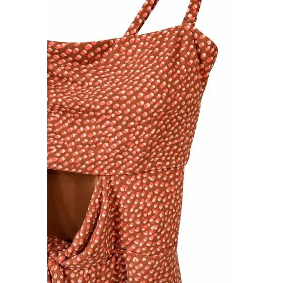 Aerie S/P Tie Front Cutout One Piece Swimsuit Polka Dot Full Coverage Resort - Picture 5 of 10